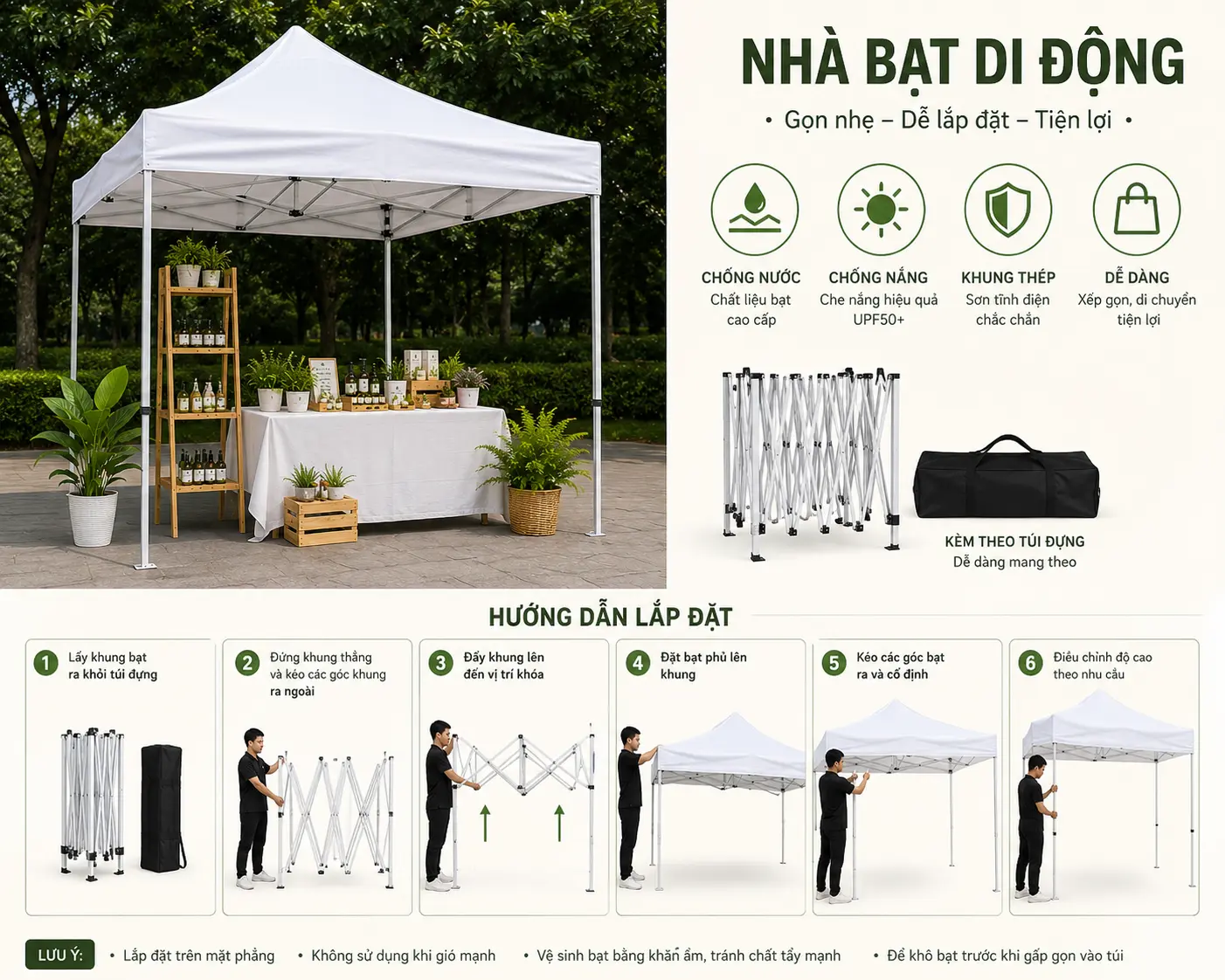 hướng dẫn lắp đặt nhà bạt di động